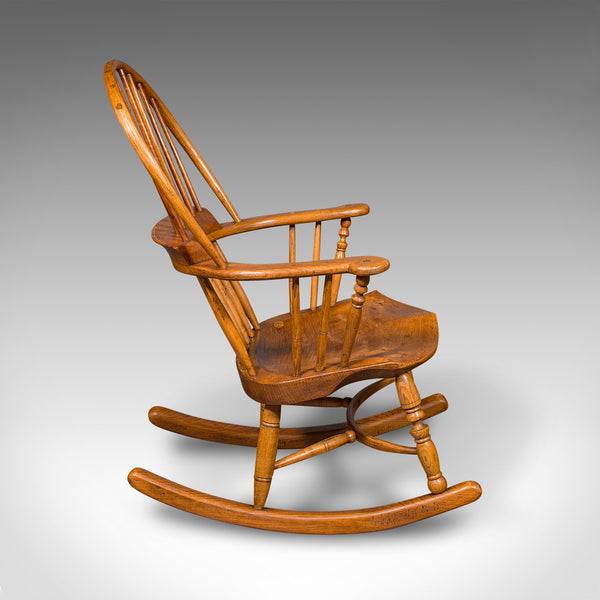 Antique Windsor Rocking Chair, English, Elm, Rocker, Fireside Seat, Victorian