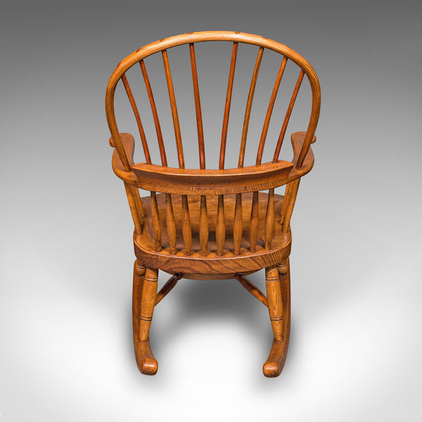Antique Windsor Rocking Chair, English, Elm, Rocker, Fireside Seat, Victorian
