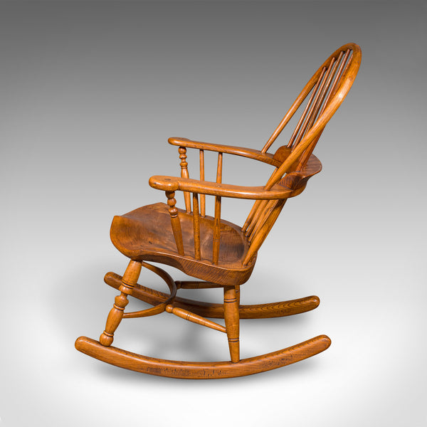Antique Windsor Rocking Chair, English, Elm, Rocker, Fireside Seat, Victorian