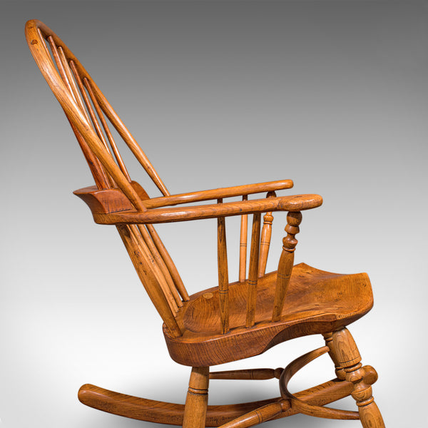 Antique Windsor Rocking Chair, English, Elm, Rocker, Fireside Seat, Victorian