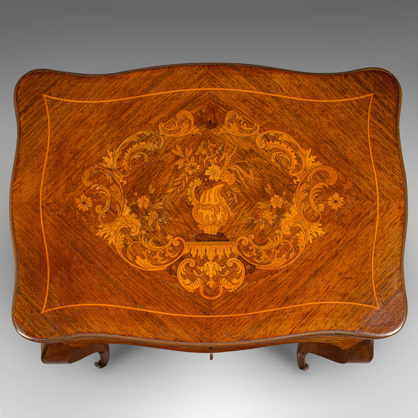 Antique Jewellery Table, French, Walnut, Side, Occasional, Victorian, Circa 1890