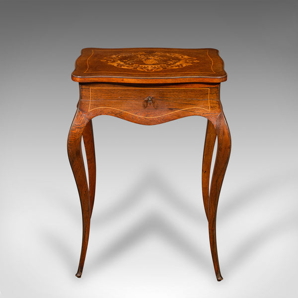 Antique Jewellery Table, French, Walnut, Side, Occasional, Victorian, Circa 1890