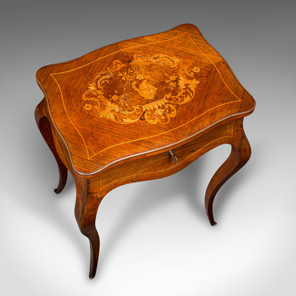 Antique Jewellery Table, French, Walnut, Side, Occasional, Victorian, Circa 1890