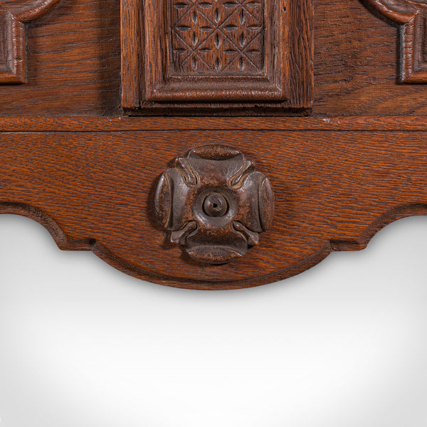 6 Hook Antique Reception Hall Coat Rack, English Oak, Cloakroom Valet, Edwardian