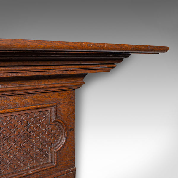 6 Hook Antique Reception Hall Coat Rack, English Oak, Cloakroom Valet, Edwardian