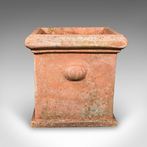 Pair of Vintage Square Planters, English, Terracotta, Patio Topiary Jardinieres