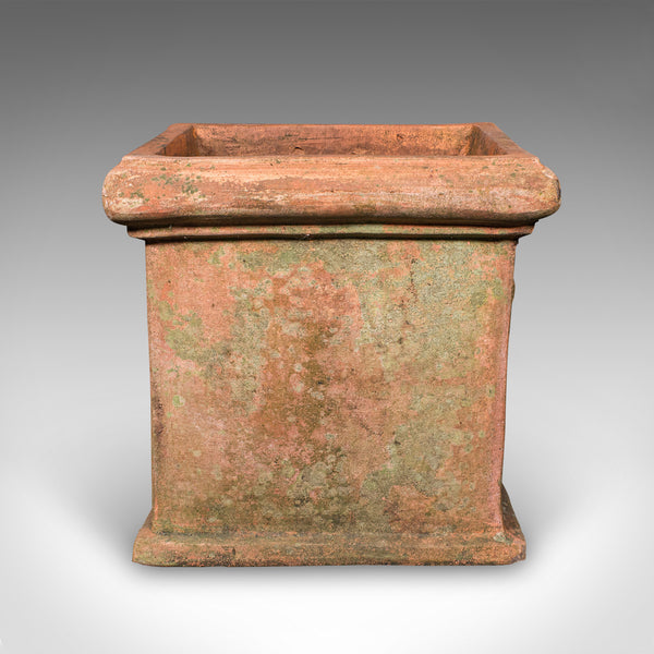 Pair of Vintage Square Planters, English, Terracotta, Patio Topiary Jardinieres