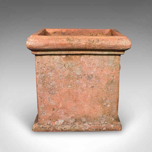 Pair of Vintage Square Planters, English, Terracotta, Patio Topiary Jardinieres