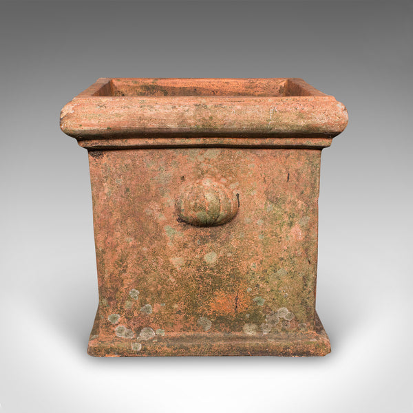 Pair of Vintage Square Planters, English, Terracotta, Patio Topiary Jardinieres