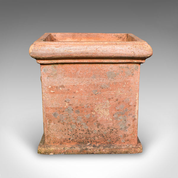 Pair of Vintage Square Planters, English, Terracotta, Patio Topiary Jardinieres