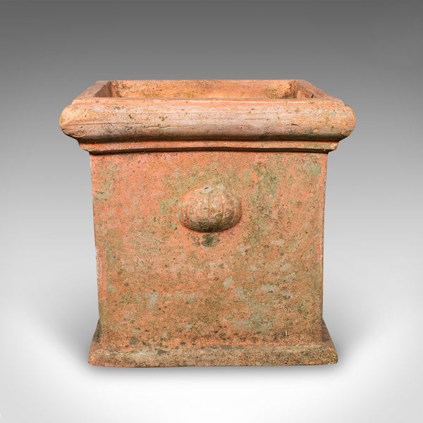 Pair of Vintage Square Planters, English, Terracotta, Patio Topiary Jardinieres