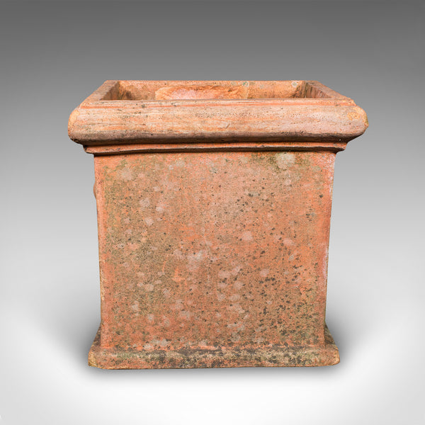 Pair of Vintage Square Planters, English, Terracotta, Patio Topiary Jardinieres
