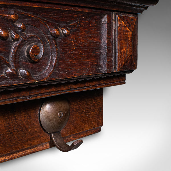 4 Hook Antique Cloakroom Coat Rack, English, Reception Valet, Edwardian, C.1905