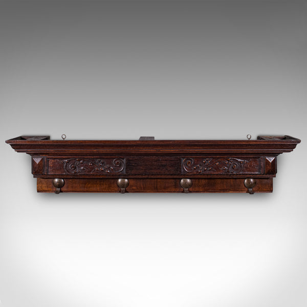 4 Hook Antique Cloakroom Coat Rack, English, Reception Valet, Edwardian, C.1905