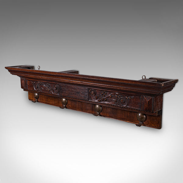 4 Hook Antique Cloakroom Coat Rack, English, Reception Valet, Edwardian, C.1905