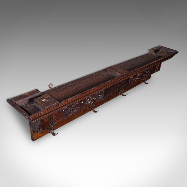 4 Hook Antique Cloakroom Coat Rack, English, Reception Valet, Edwardian, C.1905