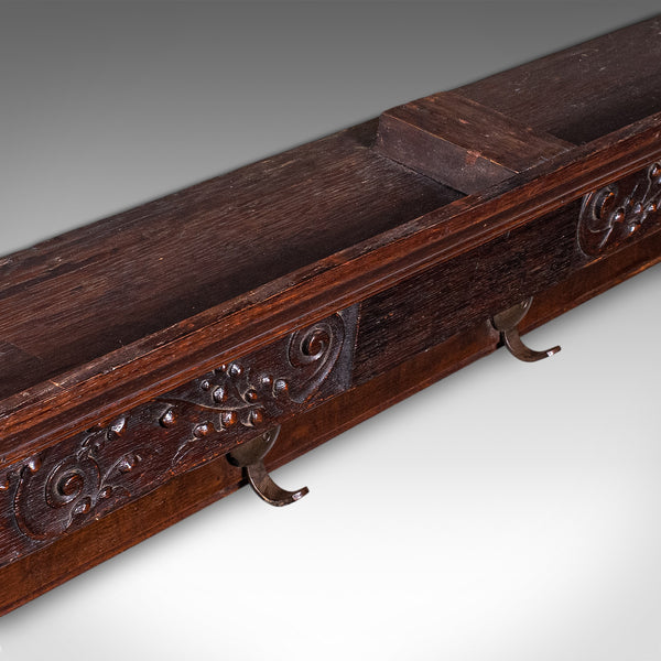 4 Hook Antique Cloakroom Coat Rack, English, Reception Valet, Edwardian, C.1905