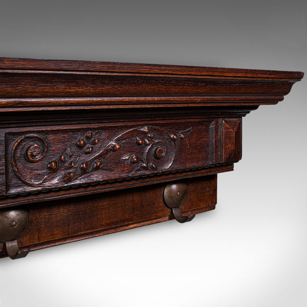 4 Hook Antique Cloakroom Coat Rack, English, Reception Valet, Edwardian, C.1905