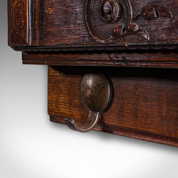 4 Hook Antique Cloakroom Coat Rack, English, Reception Valet, Edwardian, C.1905