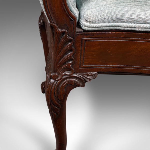Antique Window Seat, English, Walnut, Duet, Bench, Georgian Revival, Edwardian