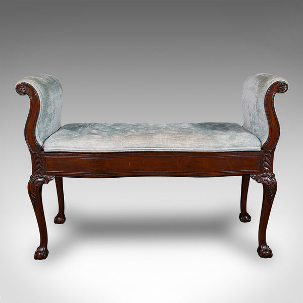 Antique Window Seat, English, Walnut, Duet, Bench, Georgian Revival, Edwardian