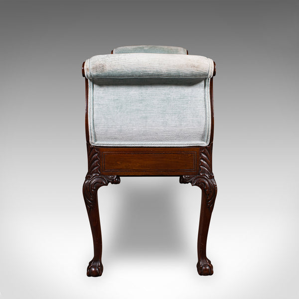 Antique Window Seat, English, Walnut, Duet, Bench, Georgian Revival, Edwardian
