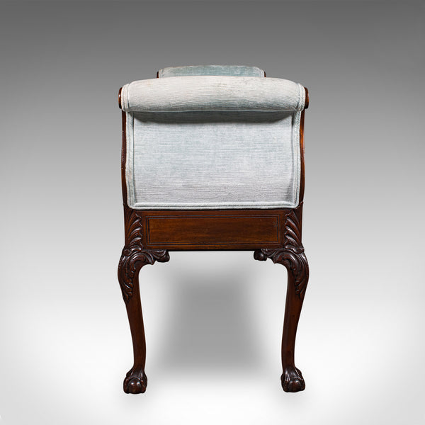 Antique Window Seat, English, Walnut, Duet, Bench, Georgian Revival, Edwardian