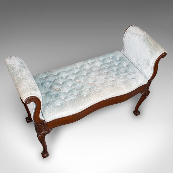 Antique Window Seat, English, Walnut, Duet, Bench, Georgian Revival, Edwardian