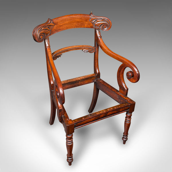 Pair of Antique Morning Room Chairs, English, Elbow Seat, Regency, Circa 1820