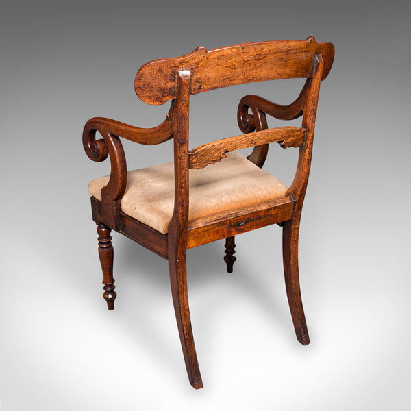 Pair of Antique Morning Room Chairs, English, Elbow Seat, Regency, Circa 1820