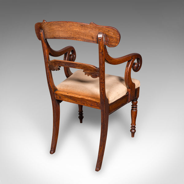 Pair of Antique Morning Room Chairs, English, Elbow Seat, Regency, Circa 1820