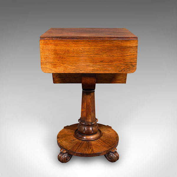 Antique Ladies Work Table, English, Drop-Leaf, Sewing, Games, William IV, C.1835
