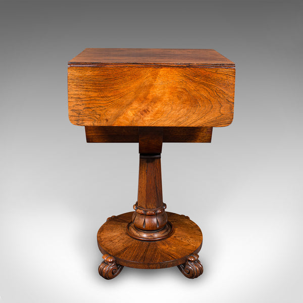 Antique Ladies Work Table, English, Drop-Leaf, Sewing, Games, William IV, C.1835