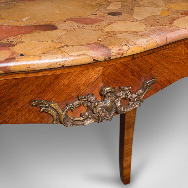 Antique Side Table, Italian, Kingwood, Marble, Bedside Nightstand, Victorian