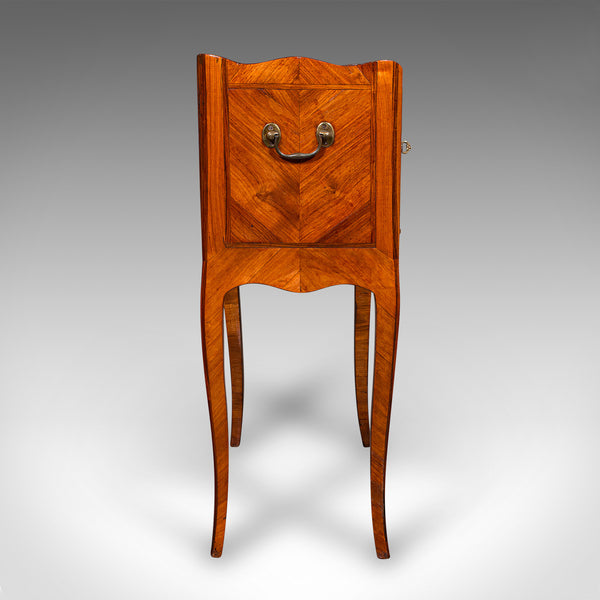 Antique Side Table, Italian, Kingwood, Marble, Bedside Nightstand, Victorian