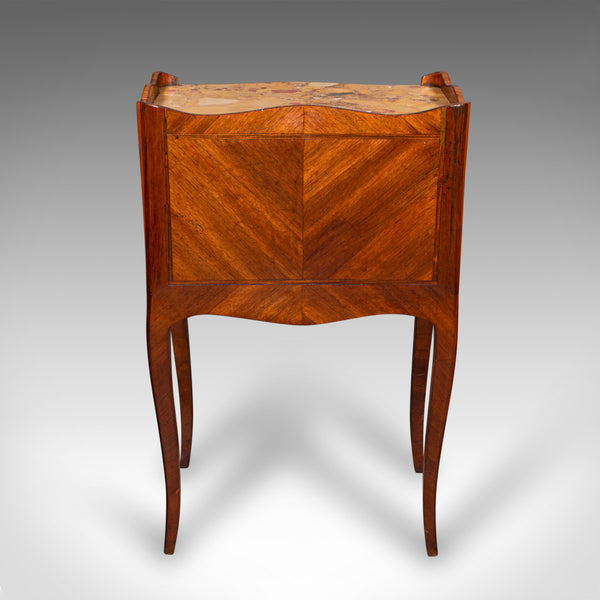 Antique Side Table, Italian, Kingwood, Marble, Bedside Nightstand, Victorian