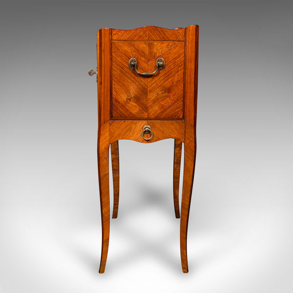 Antique Side Table, Italian, Kingwood, Marble, Bedside Nightstand, Victorian