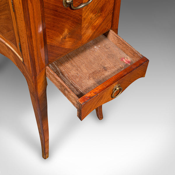 Antique Side Table, Italian, Kingwood, Marble, Bedside Nightstand, Victorian