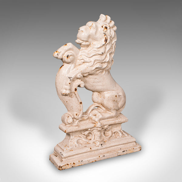 Antique Heraldic Lion Doorstop, English, Cast Iron Door Keeper, Victorian, 1890