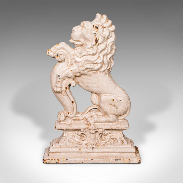 Antique Heraldic Lion Doorstop, English, Cast Iron Door Keeper, Victorian, 1890