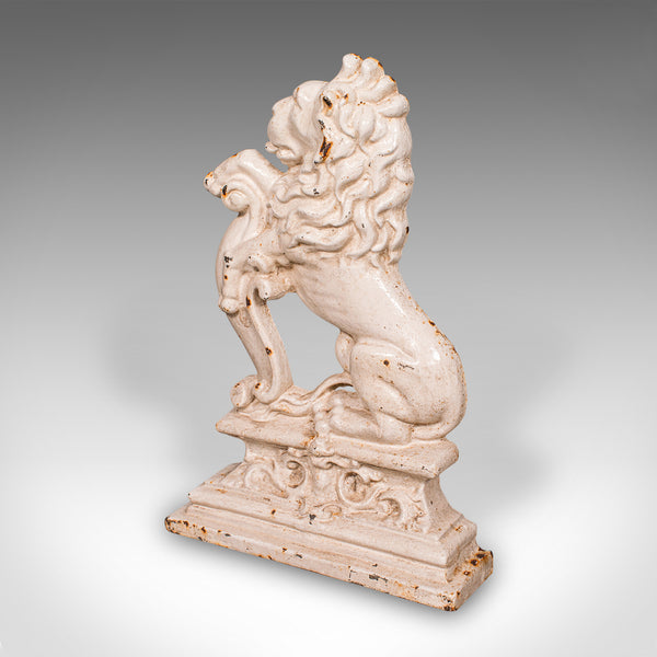 Antique Heraldic Lion Doorstop, English, Cast Iron Door Keeper, Victorian, 1890