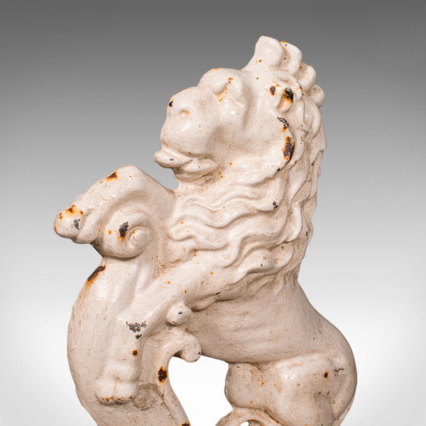 Antique Heraldic Lion Doorstop, English, Cast Iron Door Keeper, Victorian, 1890