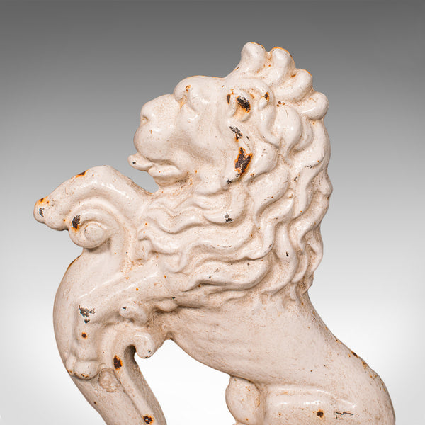 Antique Heraldic Lion Doorstop, English, Cast Iron Door Keeper, Victorian, 1890