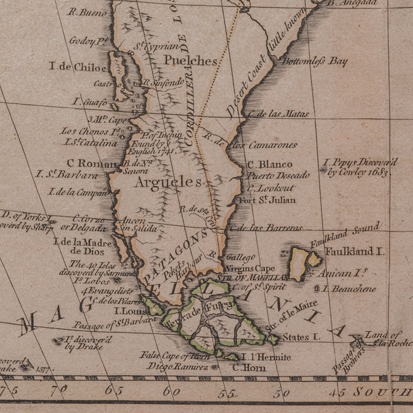 Antique South America Map, English, Framed Cartography, De La Rochette, Georgian