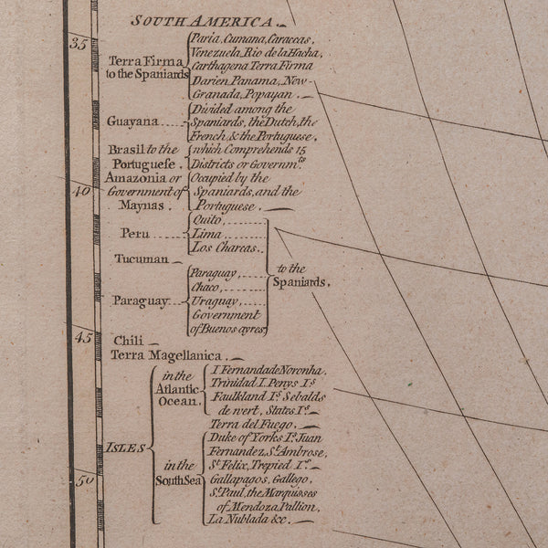 Antique South America Map, English, Framed Cartography, De La Rochette, Georgian