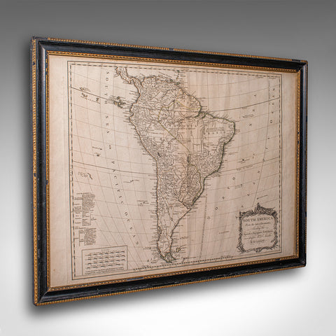 Antique South America Map, English, Framed Cartography, De La Rochette, Georgian