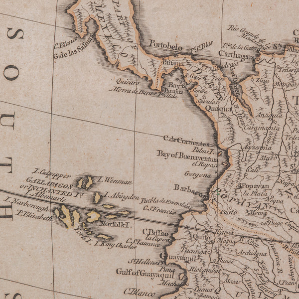 Antique South America Map, English, Framed Cartography, De La Rochette, Georgian