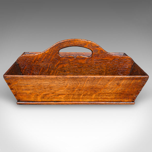 Antique Ladies Country Kitchen Work Box, English, Oak, Garden Trug, Victorian