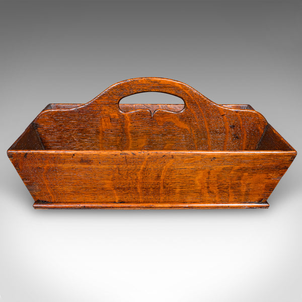 Antique Ladies Country Kitchen Work Box, English, Oak, Garden Trug, Victorian