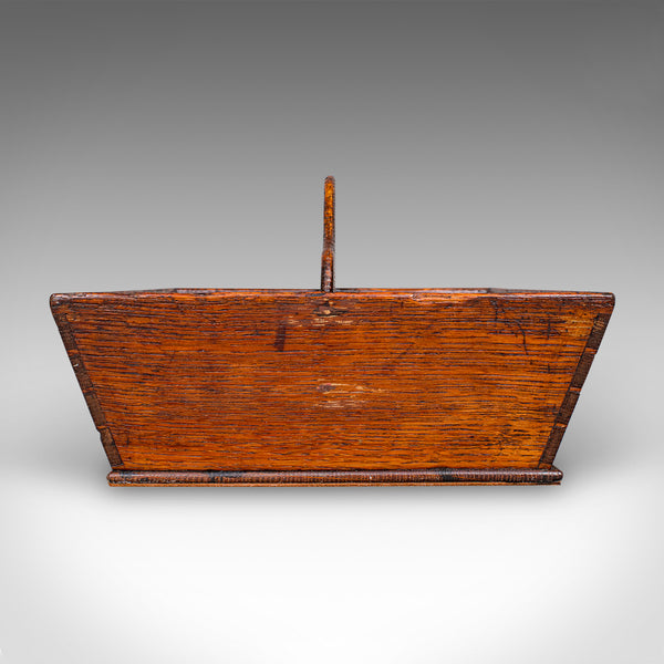 Antique Ladies Country Kitchen Work Box, English, Oak, Garden Trug, Victorian